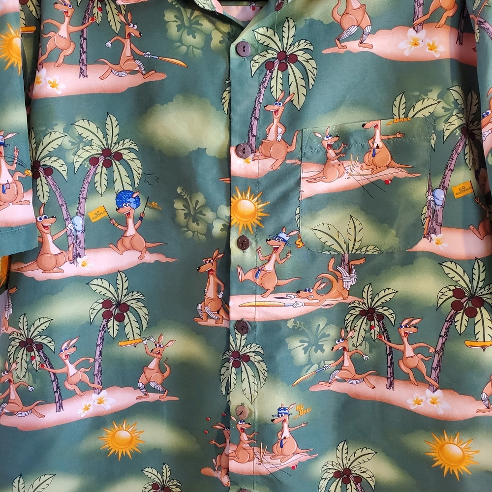 Lowes Australia Kangaroo‎ Cricket Team Tropical Button Down Shirt Size XL